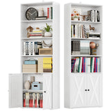 IRONCK Industrial Bookshelves and Bookcases with Doors Set of 2 Floor Standing 6 Shelf Display Storage Shelves 70 in Tall Bookcase for Home Office, Living Room IRONCK