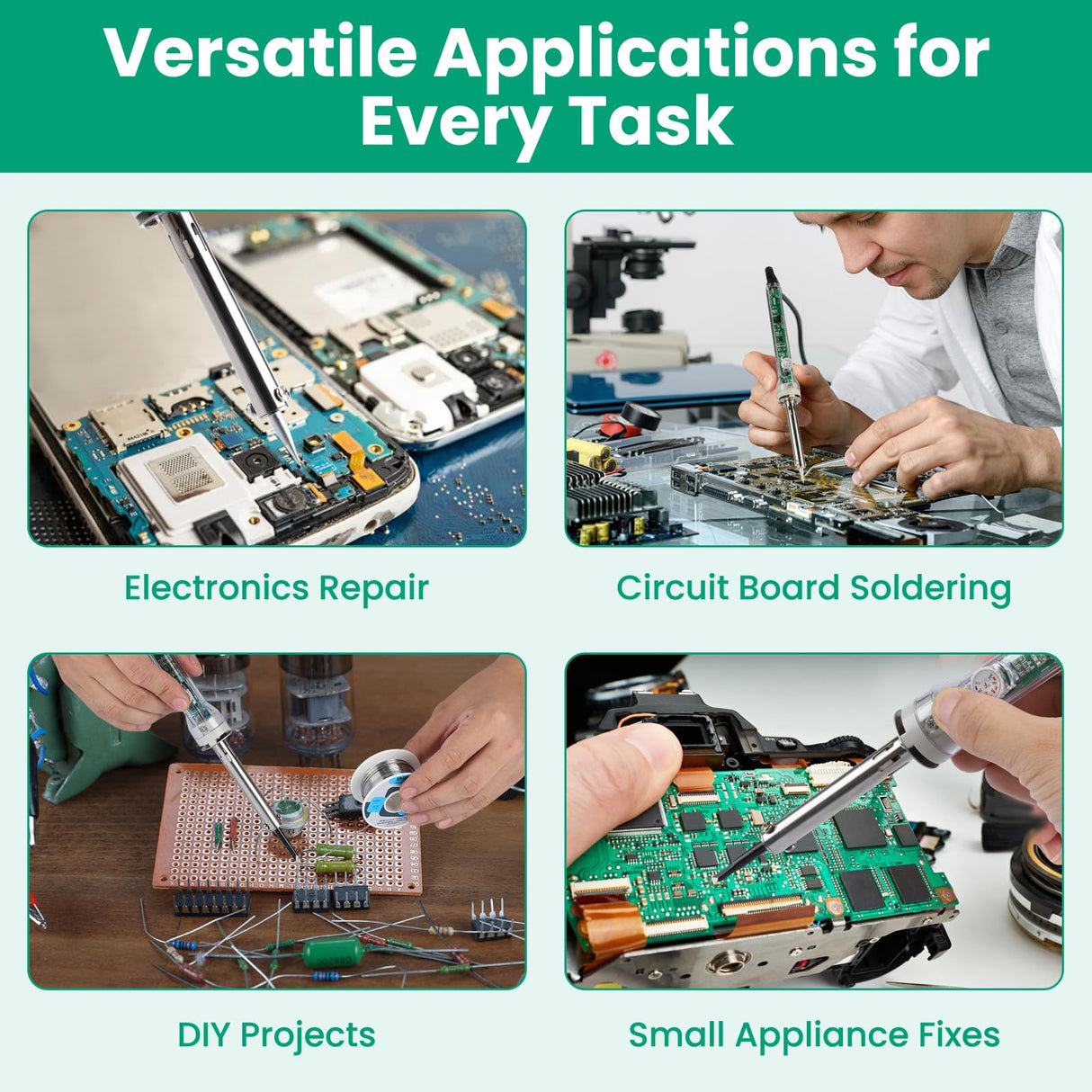 Soldering Iron Kit, 60W Soldering Gun with Transparent Handle, 6 Adjustable Temperature 392-842℉ Solder Kit for Electronics, Includes Soldering Iron Tip, Solder Wire, Stand, Heating Element Core KeenWise