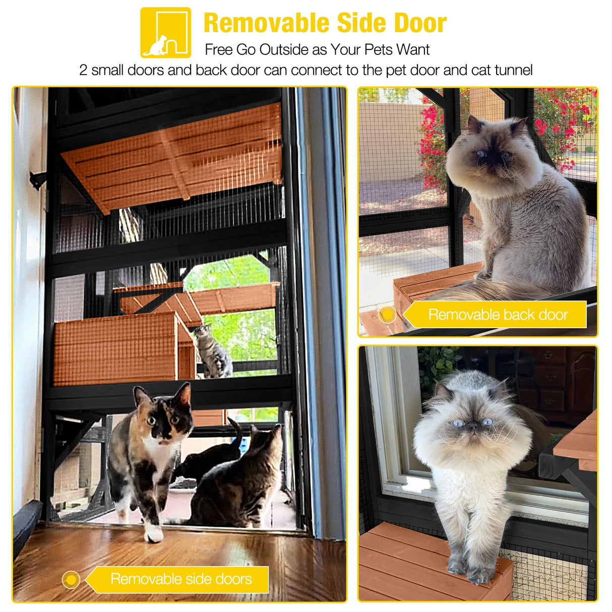 Aivituvin Catio Outdoor Cat Enclosure Large Cat House for Mulitiple Cats Walk in Kitty Cage with Tarp Roof 70" Black Aivituvin