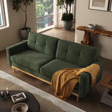 67.7” Loveseat Sofa, Mid Century Modern Decor Love Seat Couches for Living Room, Button Tufted Upholstered Small Couch for Bedroom, Solid and Easy to Install Love Seats Furniture (Green, 67.7inch) WoodArtSupply