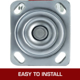 VEVOR Caster Wheels Set of 4, 6" Heavy Duty Casters (2 Rigid and 2 Swivel Casters with Side Brake) Polyurethane Iron Core Plate 4000LBS Capacity VEVOR