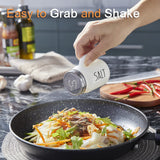 Salt and Pepper Shakers Set, ZOSUJO 4 oz Cute Salt Pepper Shaker, Kitchen Decor for Home Restaurants Wedding, Glass Black White Shaker Sets with Stainless Steel Lids ZOSUJO