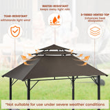 Yaheetech 8×5' Grill Gazebo, 3-Tier Outdoor BBQ Gazebo with Height-Adjustable Shelves & 10 S-Shaped Hooks & Built-in Bottle Opener, Brown Yaheetech