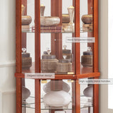 CKEASEAN 72" H Lighted Curio Cabinet with Light Blub, Glass Display Cabinet with 6 Adjustable Shelves, Tempered Glass Doors, Corner Wine Cabinet Storage Rack for Bar and Liquor Storage (Oak) CKEASEAN