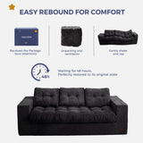 MAXYOYO 3 Seater Couch for Living Room, Boneless Couch with Tufted Cushion & Backrest, Upholstered Floor Sofa, Sofa in A Box, Black MAXYOYO