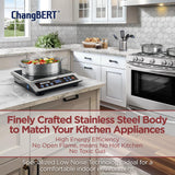 ChangBERT Portable Induction Cooktop, NSF Certified Pro Induction Hot Plate, Powerful 1800W with Large 8" Heating Coil, 18/10 Commercial Grade Stainless Steel, 18 Temp Settings Countertop Burner CHANGBERT