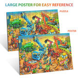 Jigsaw Puzzles for Kids Ages 3-5, 4-8, 6-8 Boys Girls - 60 Piece Construction Site - Large Piece Children Floor Jigsaw Puzzles - Science Educational Toys for 3 4 5 6 7 8 Years Old OSBOO