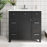 Mirightone 36" Bathroom Vanity with Sink, Bathroom Vanity 36 Inch with Sink, 36 Vanity with Sink for Bathroom, 36 in Restroom Vanity with Top, Soft Closing Door and 3 Drawers, No Faucet (Black) Mirightone