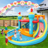 Inflatable Water Slide Bounce House, 15.4FTx14.5FT Splashing Pool,Double Water Cannon,Climbing Wall,Heavy Duty GFCI Blower,Water Park for Kids Backyard Summer AKEYDIY