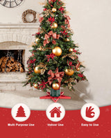 GuuG Real Christmas Tree Stand Base - Live Trees Small Christmas Tree Holder up to 6.5ft Trees for Real Xmas Trees 0.53 Gal Star+ Green&Red GuuG