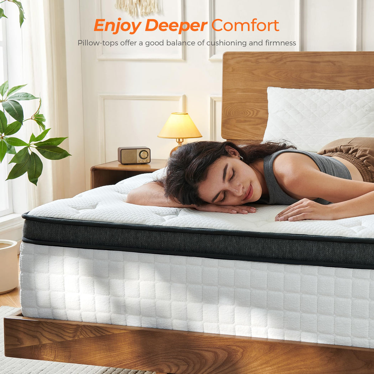 Vumece 12 Inch Queen Mattress, Hybrid Mattress Queen Size Mattress in a Box with Pocketed Spring & Gel Memory Foam for Support, Pressure Relief, Reinforced Edge, CertiPUR-US Certified - Medium Firm Vumece