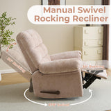 Rhevoy Swivel Rocker Recliner Chair with Heat and Massage, 26" Wide Oversized Rocker Recliner with Overstuffed Backrest,Swivel Glider Recliner for Living Room,Beige Rhevoy
