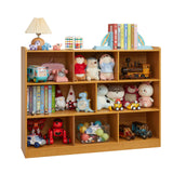 3-Tier Bookshelf, 8-Section Wooden Bookcase, Storage Organizer with Anti-Tilt Device, Modern Storage Display Cabinet for Living Room, Classroom, Kid’s Room (Natural) Onirw