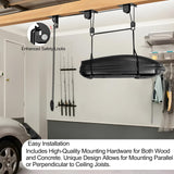 TRUSOON 2025 Upgrade Cargo Box Garage Pulley System, Garage Ceiling Hoist Heavy-Duty Holds up to 150 lbs Capacity, Fit 10-14 Foot Ceilings, Black TRUSOON