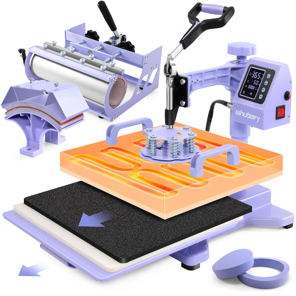 Whubefy Heat Press Machine for T Shirts 15x15 with 30OZ Tumbler Press 5 in 1 Slide Out & Swing Away Digital Heat Transfer with 3 Pre-Set Modes & Counting Function for Bulk Press Hat Cap Mug Plate Whubefy