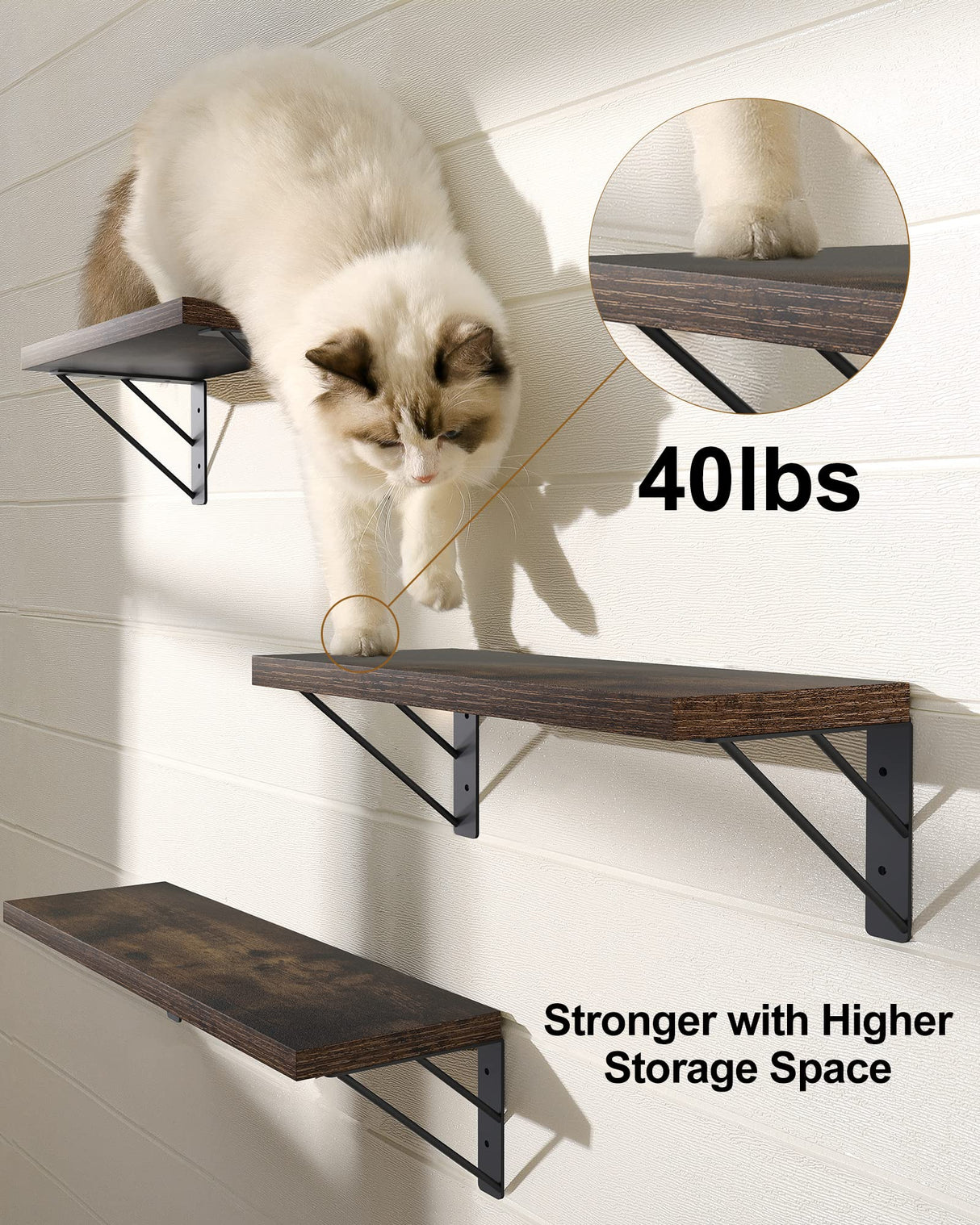 BAYKA Wall Shelves for Bedroom Decor, Floating Wall Shelves for Living Room Kitchen Storage, Wall Mounted Rustic Wood Floating Shelves for Kids Books, Small Shelf for Bathroom(Rustic Brown，Set of 3) BAYKA