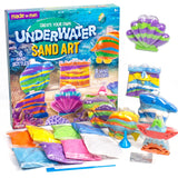 Made By Me Create Your Own Underwater Sand Art, Includes 6 Ocean-Themed Bottles, 8 Sand Colors, Glitter, & Funnel, Great Staycation or Group Activity, Party Idea, DIY Sand Art For Kids Ages 6, 7, 8, 9 Made By Me
