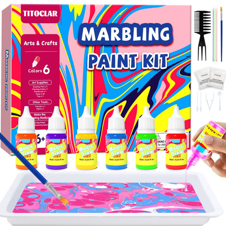 Titoclar Water Marbling Paint for Kids, Art Supplies for Kids,Arts and Crafts for Girls Boys Ages 8-12 6-8 3-5, Birthday Gifts Toys for Girls 3+ Years Old Titoclar