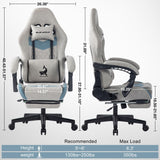 Blue Whale Gaming Chair for Adult 350lbs Computer Chair with Adjustable Lumbar Support Headrest and Footrest Large Size Reclining Gaming Chair Big and Tall Linkage Armrest Computer Chair Grey Blue Whale