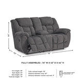 Signature Design by Ashley Foreside Contemporary Stain Resistant Manual Double Reclining Loveseat with Console, Storage and Cup Holders, Gray Signature Design by Ashley