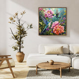 Paint by Numbers Kit for Adults Beginner Hummingbird, Flower Adult Paint by Number Kits on Canvas, Bird DIY Acrylic Oil Painting by Numbers for Adults, Perfect for Home Wall Decor 16X16 Inch Okarina