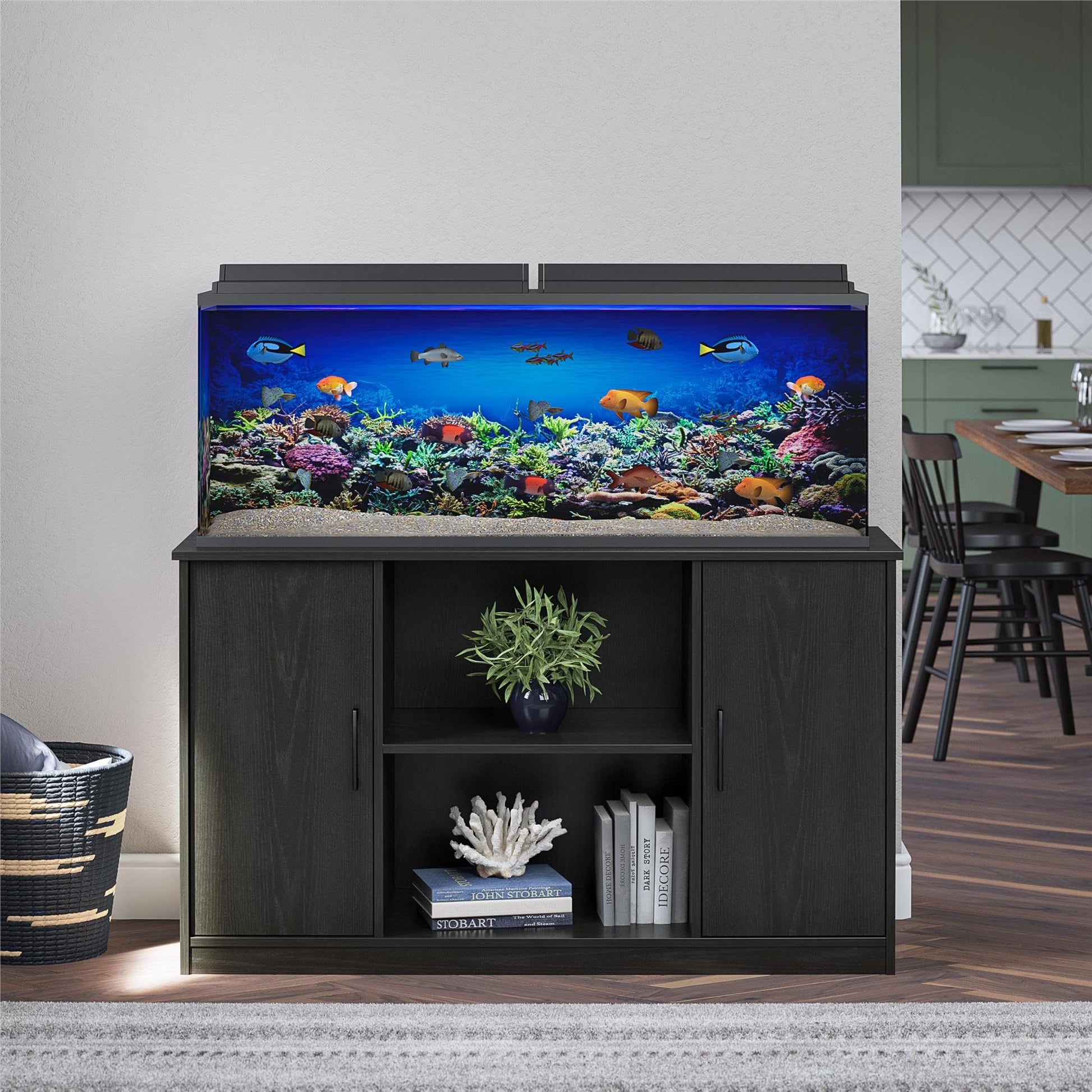 Ollie & Hutch Dory 55 Gallon Aquarium or Terrarium Tank Stand, Black Oak - WoodArtSupply