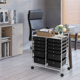 COSTWAY 12-Drawer Rolling Storage Cart, Moveable Art Craft Organizer W/Lockable Wheels, Metal Shelf, Files Arrangement Tools Makeup Storage Cart for Office, Home, School (Black) COSTWAY