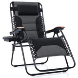 PHI VILLA XXL Oversized Padded Zero Gravity Chair, Foldable Patio Recliner, 30" Wide Seat Anti Gravity Lounger with Cup Holder, Support 400 LBS (Black) PHI VILLA