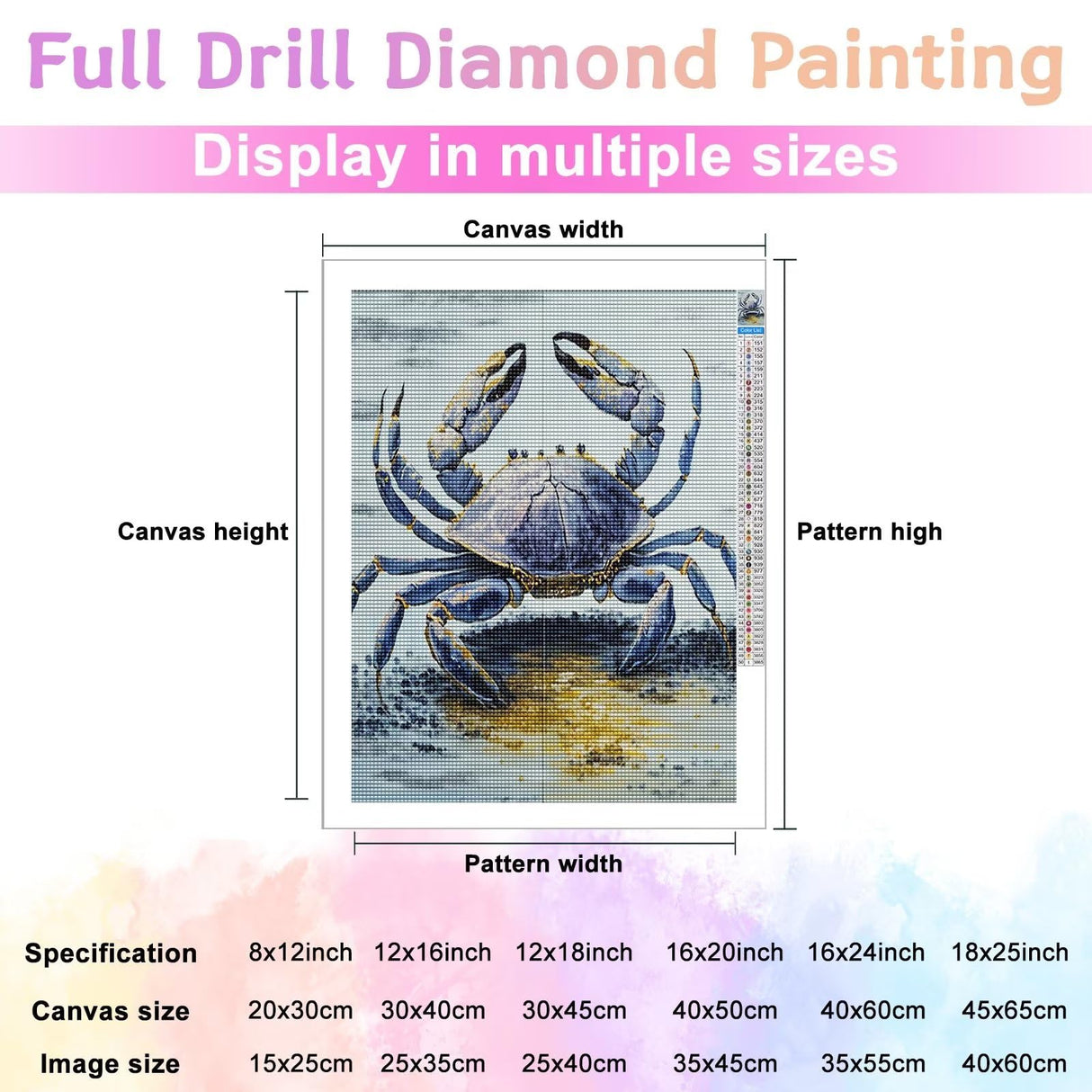 Treff Diamond Painting,Mudflat Blue Crab DIY 5D Diamond Art Painting Kits for Adults Kids Beginners,8 x 12 inches, Ideal Gifts for Family and Friends Treff
