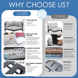 NICESOUL® 6 Piece Extra Large Grey Aluminum Frame Outdoor Patio Furniture Set with Fire Pit Table, 29'' Deep Wide Seating Sofa Conversation, L Shape Modular Sectional Couches for Backyard, Light Grey NICESOUL