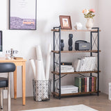 HCHQHS Bookshelf, 4-Tier Industrial Bookcase, Rustic Open Book Shelf, Freestanding Tall Bookshelves with Metal Frame HCHQHS