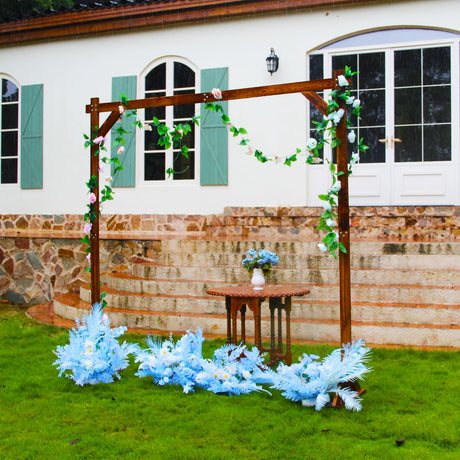 THORISE 8.9FT Wooden Wedding Arch, Wood Arch for Wedding Ceremony Gorgeous Wedding Arbor Wedding Backdrop Stand for Garden Wedding Parties THORISE