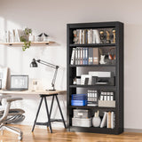 CBNTKI 5 Tier Metal Bookshelf,69'' Tall Heavy Duty Bookcase with Adjustable Shelves,Black Large Modern Bookshelves,Industrial Open Bookcases for Library,Office,Study Room,Living Room CBNTKI