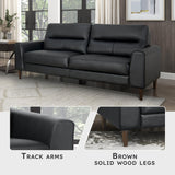 Lexicon Leather Couch Sofa, Modern Couch Sofa, Top Grain Leather Sofa, Oversized Sofa for Living Room, Bedroom, Office, Apartment, Waiting Room, 3-Seater Couches, Black Lexicon