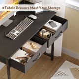WOHOMO Small Computer Desk with Drawers, 31.5 Inch Black Vanity Desk with Storage, Home Office Computer Desk for Small Spaces, Modern Work Writing Study Table, Black WOHOMO