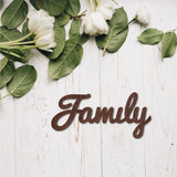 CREATCABIN Cutout Sign Family Letter Wooden Wall Art Decor Wood Word Sculpture Signs Rustic Farmhouse for Housewarming Home Front Door Entryway Wall Decoration, Brown, 11.9 x 5.5inch CREATCABIN