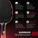 STIGA Pro Carbon Performance-Level Table Tennis Racket with Carbon Technology for Tournament Play - Red and Blue Colors Stiga