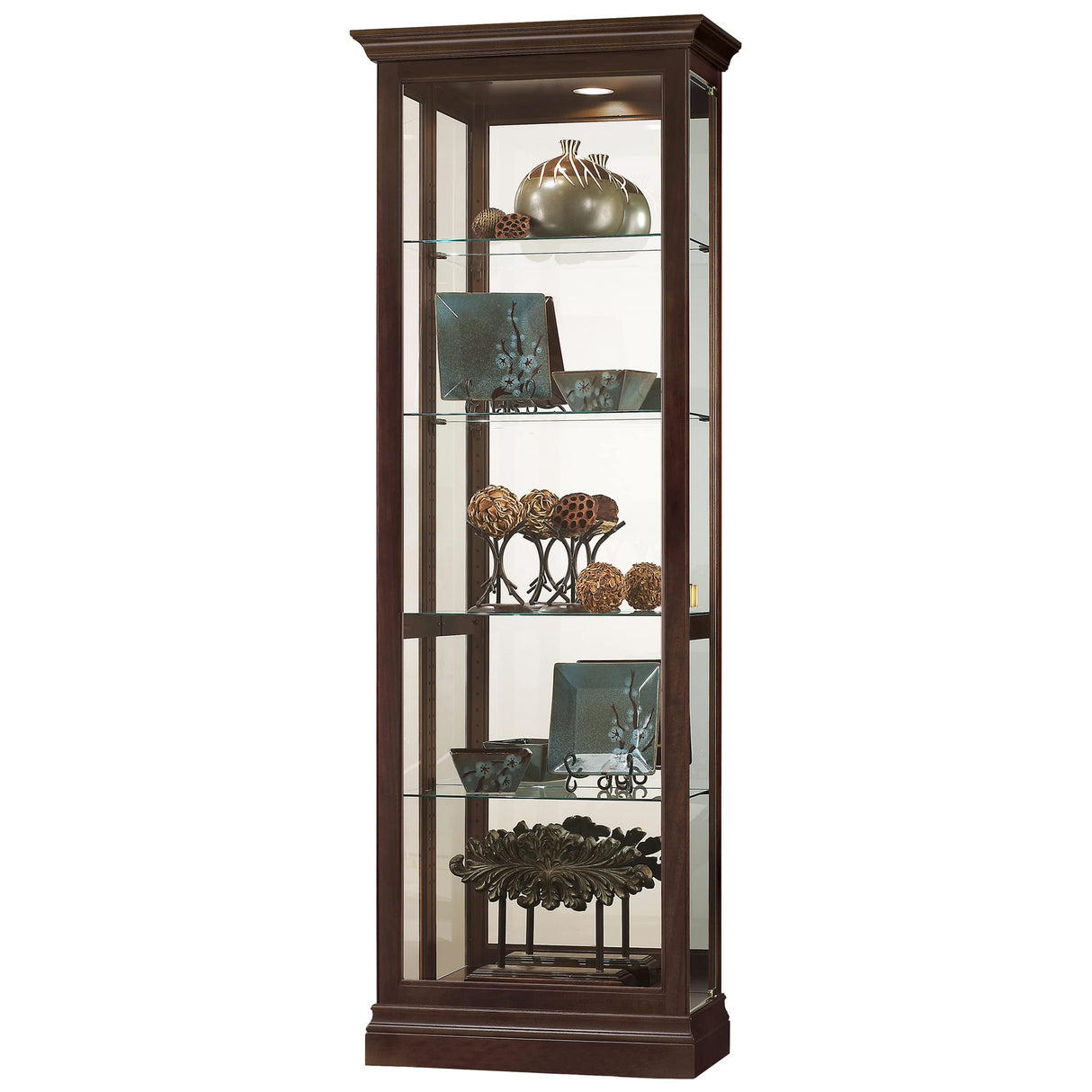 Howard Miller Heeger Curio Cabinet II - Adjustable Display Levelers, Metal Shelf Clips - Espresso Finish Cabinets for Decorative Items, Trophies Home Decor, Living Room Or Dining Area Howard Miller