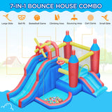 Yaheetech Inflatable Bounce House, 7-in-1 Bouncy Castle Combo w/Ball Pit & Bouncing Area & Slides & Basketball Game & Dart Game, Jump House for Kids Aged 3-10 w/Storage Bag & 470W Blower Yaheetech