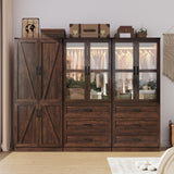 Hlivelood 75" Tall Farmhouse 6 Doors Armoire Wardrobe Closet with 6 Drawers and LED,Freestanding Closet Wardrobe Cabinet for Bedroom with Hanging Rod,Wooden Armoire Storage Cabinet(Brown 6 Doors 2) Hlivelood