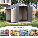BIGoods 8.5 ft. W x 6.3 ft. D Resin Outdoor Patio Storage Shed with Firewood Rack, Floor and Lockable Door BIGoods