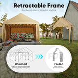 Quictent 13'X20' Retractable Party Tent with Wheels Movable Heavy Duty Carport Garage with Transparent Windows and Curtains Quictent