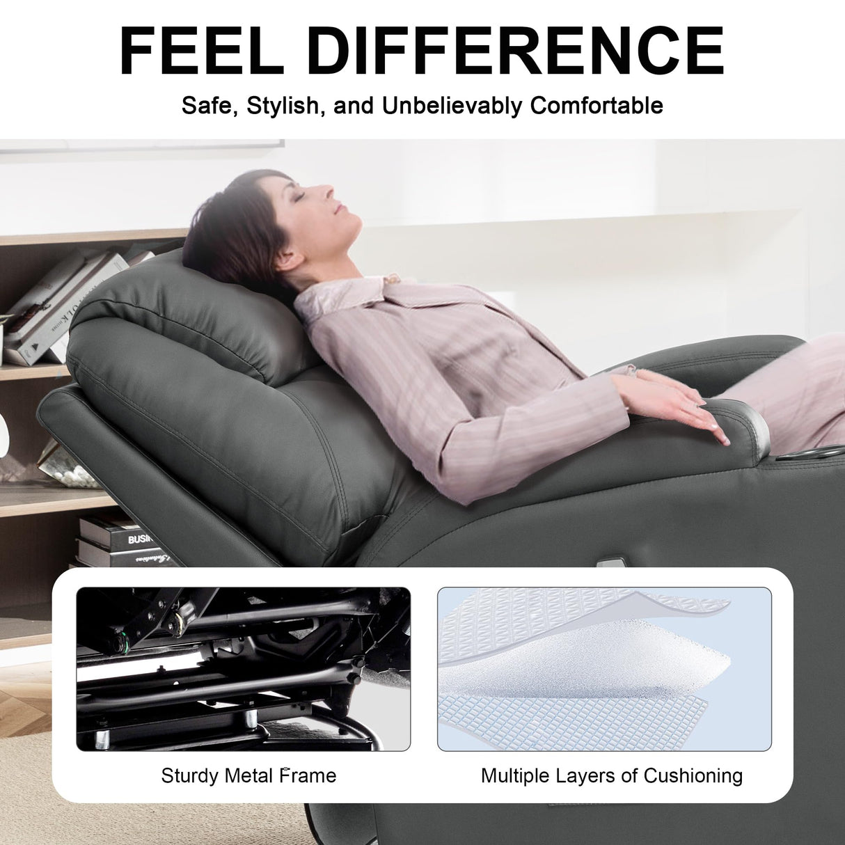 Korser Recliner Chair, Rocking Chair with Massage and Heat, 360° Swivel Recliner Chairs for Adults, Rocker Manual Recliner with Remote Control and Cup Holder for Living Room, Bedroom, Nursery Korser