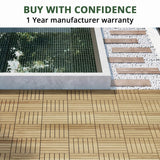 BEEFURNI Acacia Interlocking Deck Tiles (10PCS 12"x 12"), Wood Deck Tiles Interlocking Outdoor All Weather, Patio Flooring for Indoor Outdoor use, Easy Assembly, 1-Year Warranty (Natural Wood) BEEFURNI