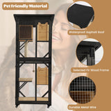 MAGIC UNION 71" Catio Outdoor Cat Enclosure Window Access, 4 Tiers Cats Playpen Catio with Wheels, Resting Box & Waterproof Roof, Indoor Large Cat House Cage with Scratching Post Sisal Ball (Black) MAGIC UNION