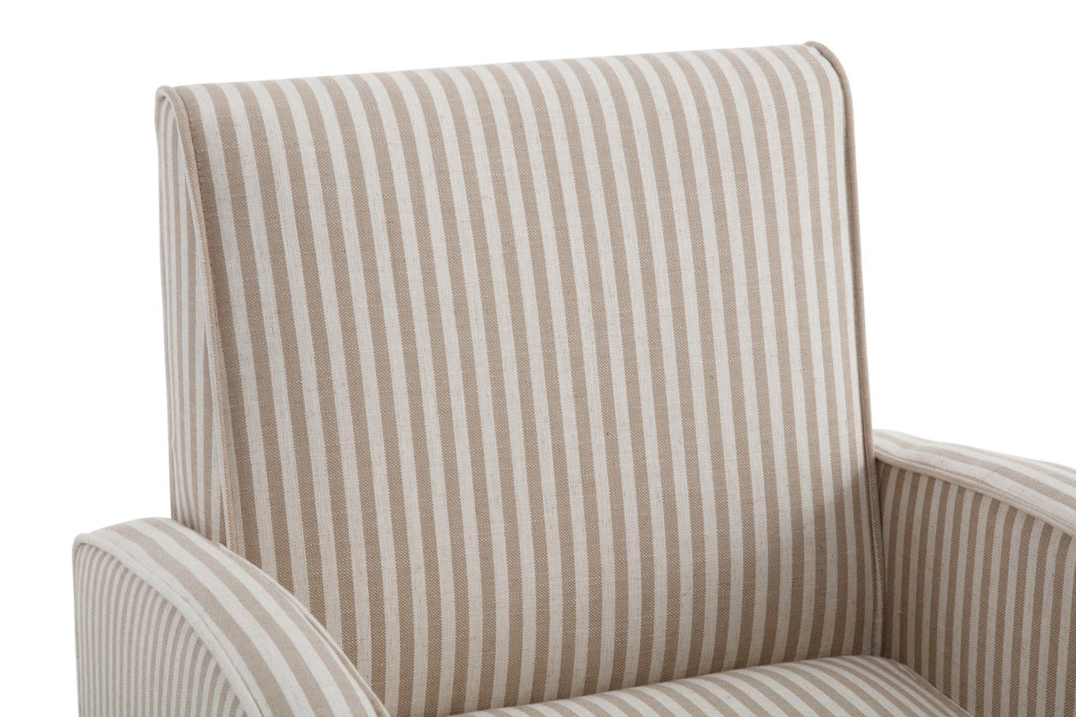 BESTANO Striped Accent Chair for Living Room, Farmhouse Linen Upholstered Striped Arm Chair Seat Reading Chairs Bedroom Side Seating for Home Office, Beige with Stripe BESTANO