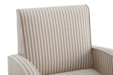 BESTANO Striped Accent Chair for Living Room, Farmhouse Linen Upholstered Striped Arm Chair Seat Reading Chairs Bedroom Side Seating for Home Office, Beige with Stripe BESTANO