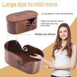 Blinrfilal Large Oval Wooden Yarn Bowls For Knitting , Acacia Yarn Holder ,Double Curling Slot Crochet Yarn Bowl With Lid,Preventing tangles,Ideal Gifts Set For Knitters Blinrfilal