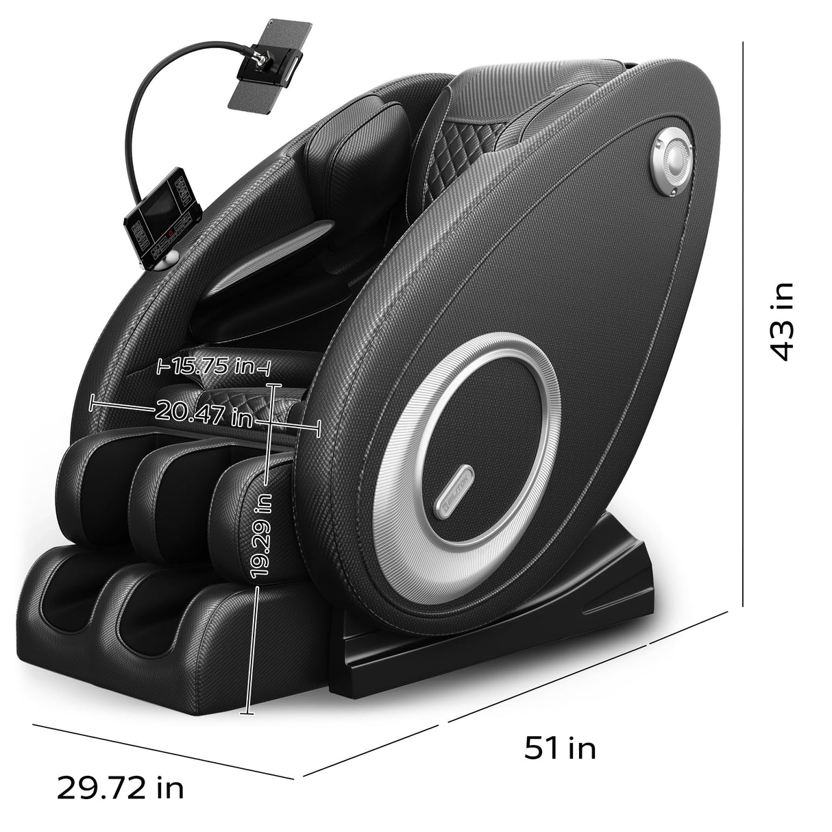 KEIKI Massage Chair Recliner with Zero Gravity, Full Body Air Pressure, Heated Lumbar & Leg Massage, Bluetooth Audio, Adjustable Footrest, PU Leather, Relaxation Chair for Home & Office, Black KEIKI