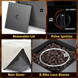 ZAFRO 28" Fire Pit Table, 40000 BTU Propane Fire Pit Table with Lid,Rain Cover and 3 Pounds Lava Stones for Outdoor Backyard, Courtyard ZAFRO